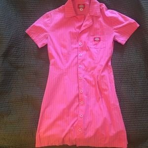 DICKIES hot pink pinstripe shirt dress